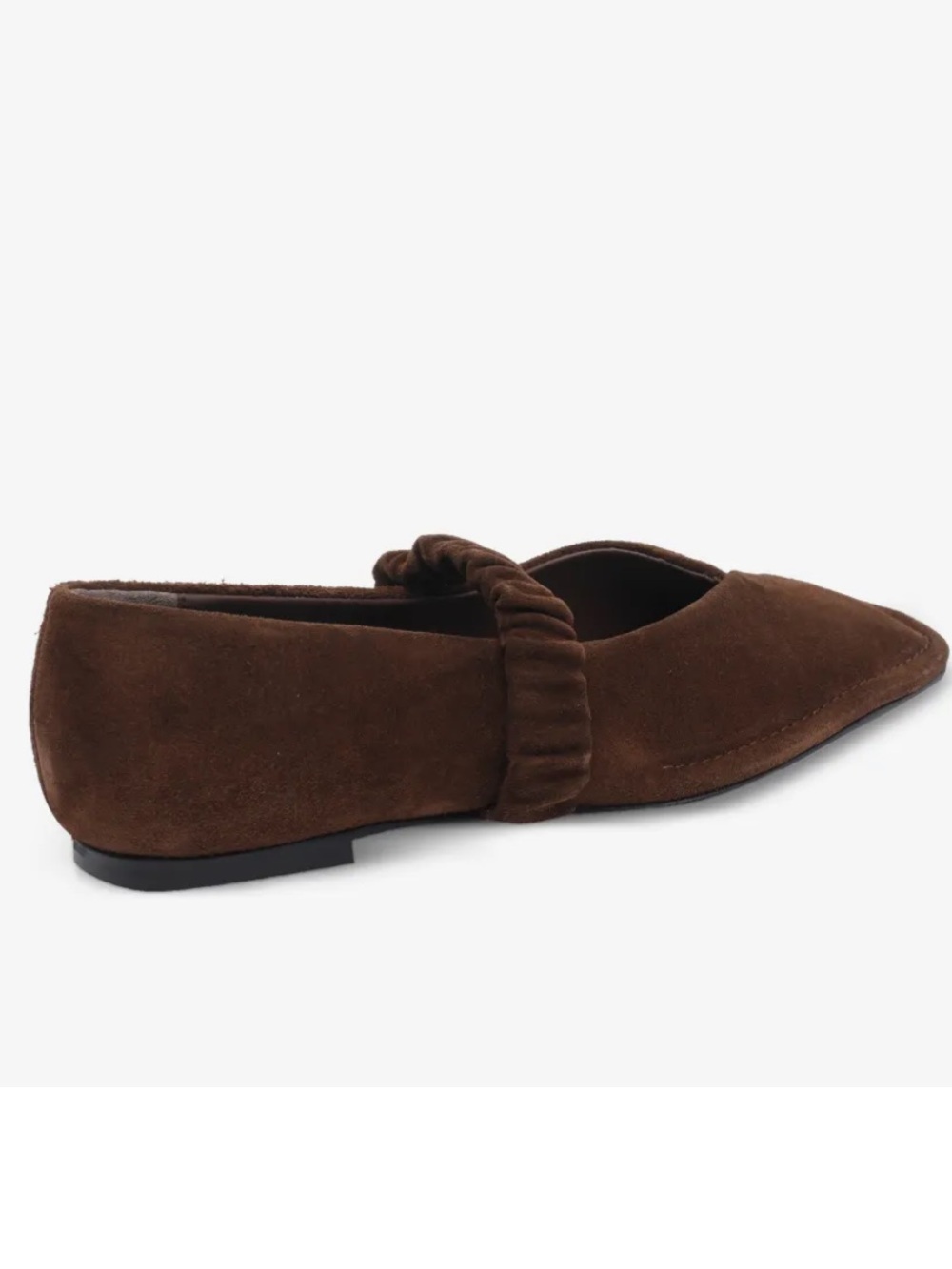 NEW Alohas square-toe ruched ballet flats in brown suede - Picture 3 of 9